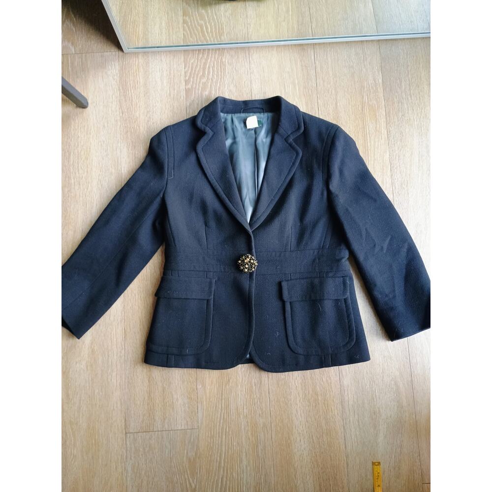 J.Crew Black 100% Wool Blazer Beaded Button Robert Noble Scottish Wool career 6